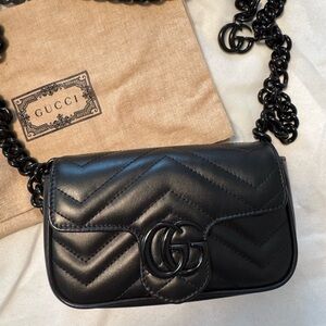 Gucci Black Chevron Crossbody Bag